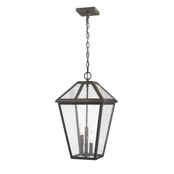 Z-Lite Talbot 3 Light Outdoor Chain Mount Ceiling Fixture, Oil Rubbed Bronze And Seedy 579CHXL-ORB - main